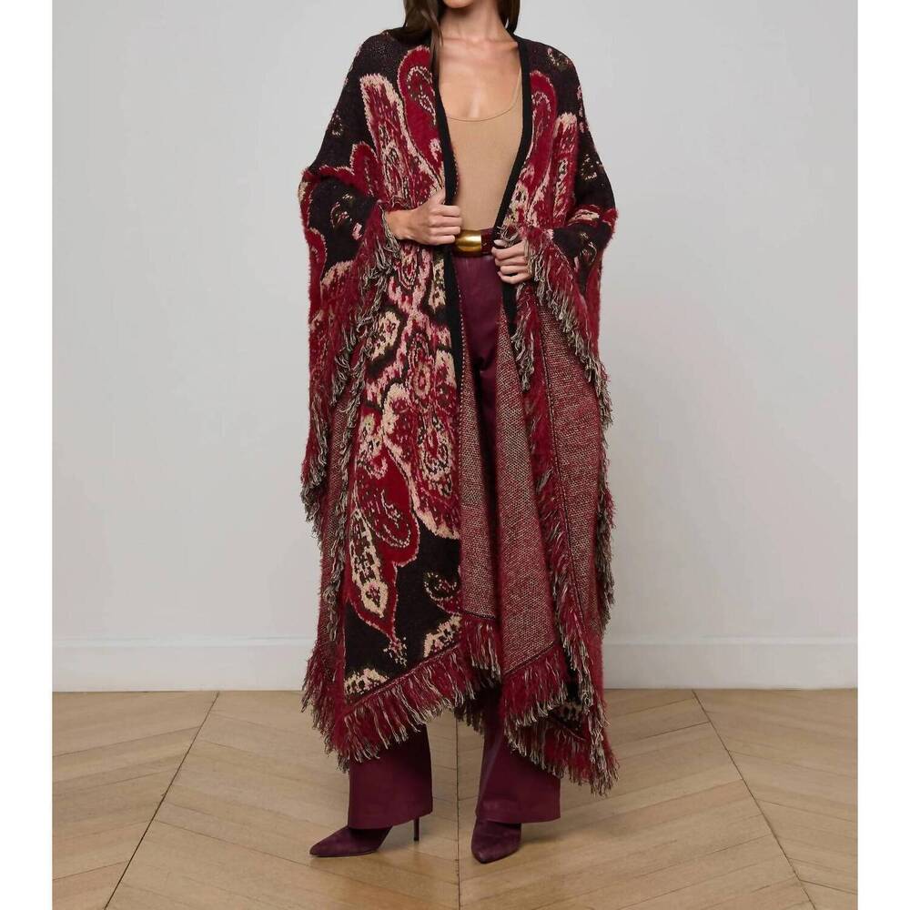 NEW L'AGENCE naoko poncho in paisley jacquard